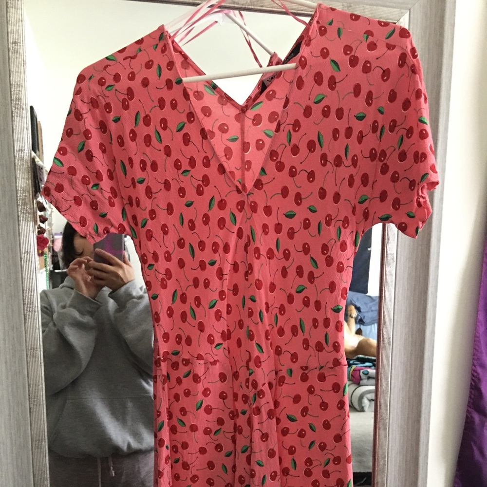 Cherry print skater style zara dress